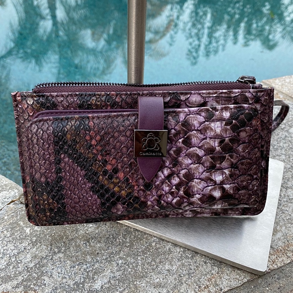 Purple Wallet wristlet snake print NWOT